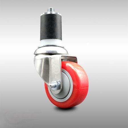 Service Caster 3 Inch 316SS Red Polyurethane Wheel Swivel 1-3/4 Inch Expanding Stem Caster SCC-SS316EX20S314-PPUB-RED-134